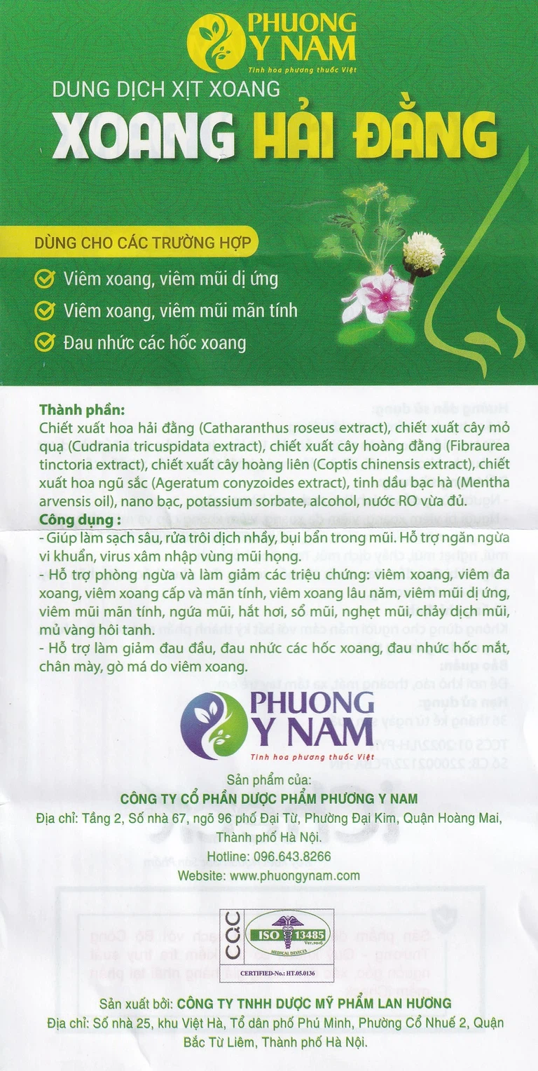 Dung dịch xịt mũi xoang Hải Đằng làm sạch sâu, rửa trôi dịch nhầy, bụi bẩn trong mũi (15ml)