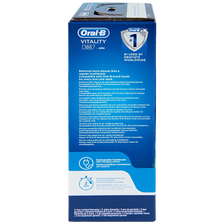 Bàn chải đánh răng điện Oral-B Vitality CrossAction White D100.413.1 loại bỏ được mảng bám và vết ố trên răng