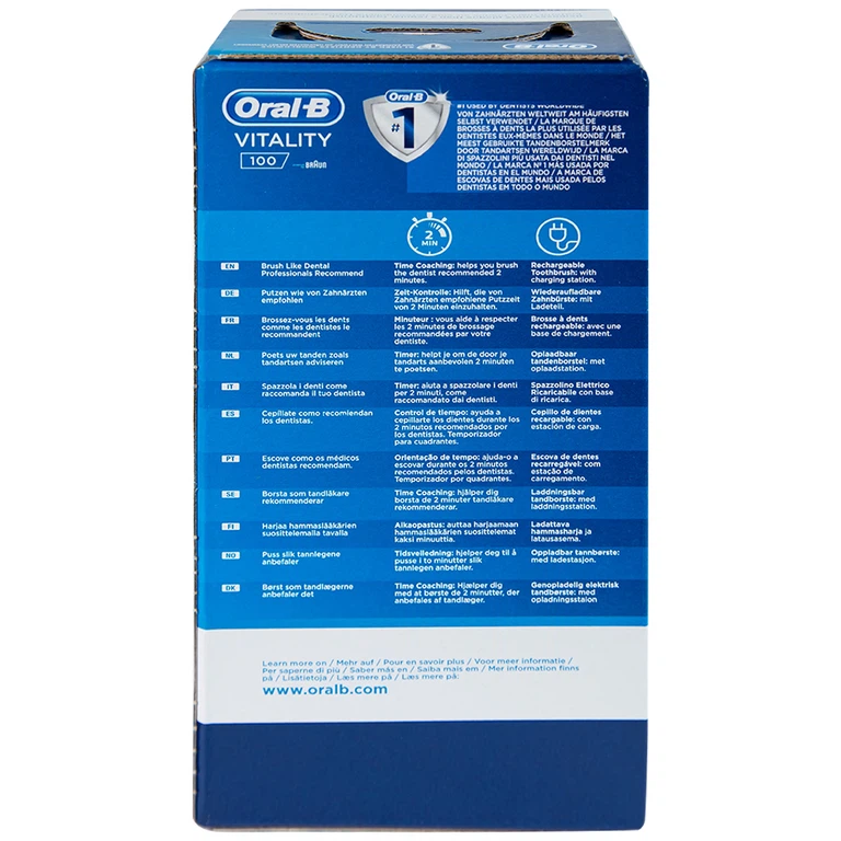 Bàn chải đánh răng điện Oral-B Vitality CrossAction White D100.413.1 loại bỏ được mảng bám và vết ố trên răng