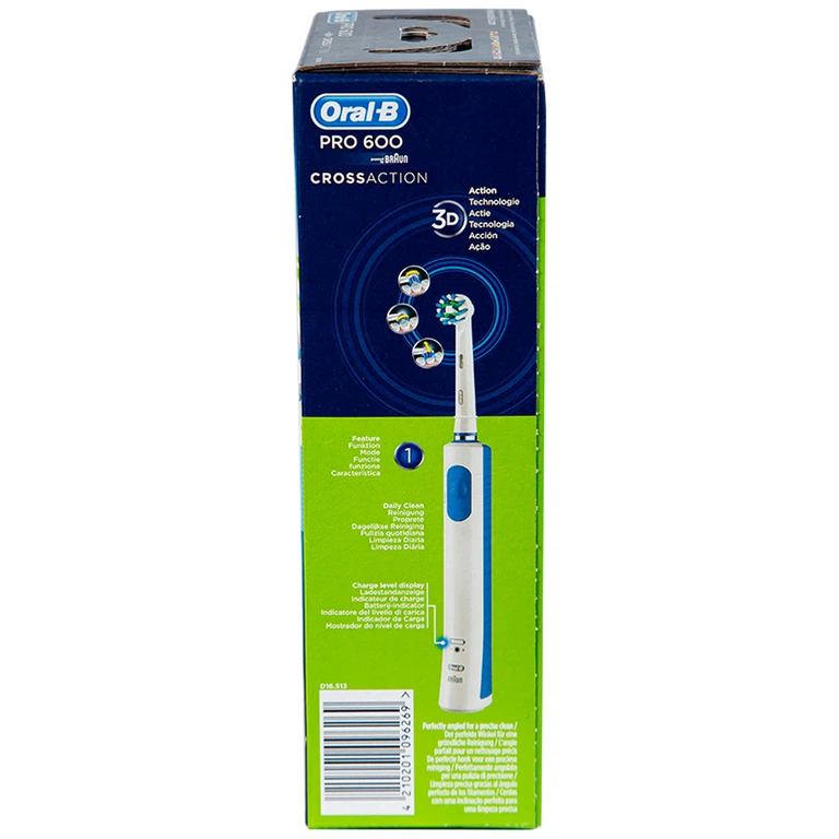 Bàn chải đánh răng điện Oral-B Pro600 D16.513 loại bỏ các mảng bám, làm sạch răng và khoang miệng cho người lớn