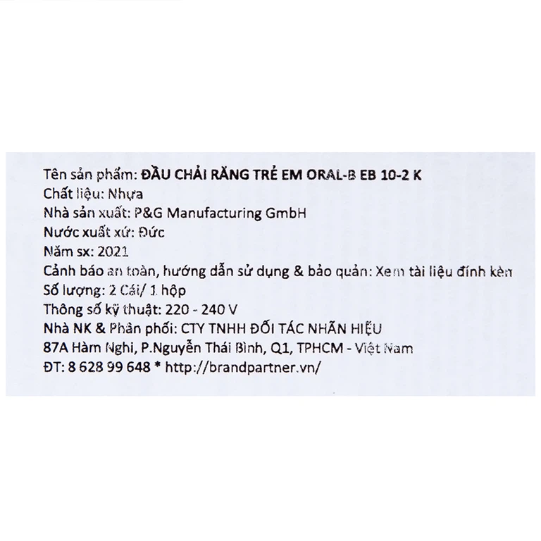 Đầu chải răng trẻ em Oral-B EB 10-2 K