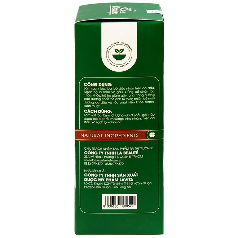 Dầu gội thảo dược La Beauty loại bỏ dầu nhờn trên da đầu, ngăn nấm, gàu và giảm gãy rụng (250ml)