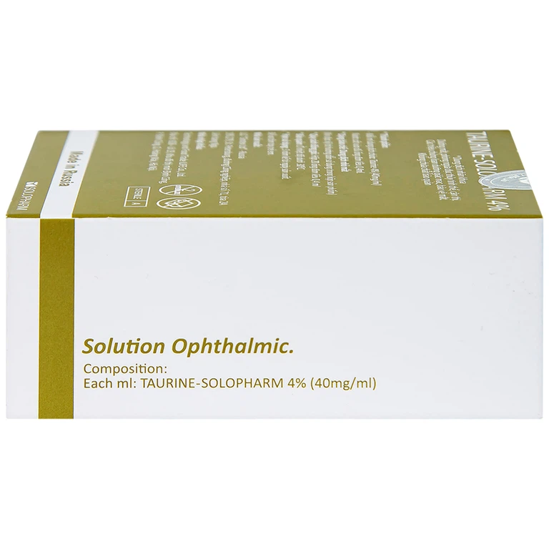 Dung dịch nhãn khoa Taurine-Solopharm 4% điều trị loạn dưỡng giác mạc, viêm giác mạc (20 tuýp x 0,4ml)