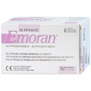 Viên đặt Supposte Emoran giảm các triệu chứng của bệnh trĩ, viêm trực tràng (6 viên)