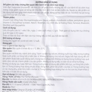 Viên đặt Supposte Emoran giảm các triệu chứng của bệnh trĩ, viêm trực tràng (6 viên)