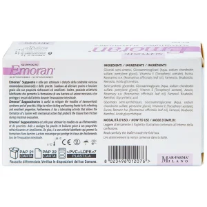 Viên đặt Supposte Emoran giảm các triệu chứng của bệnh trĩ, viêm trực tràng (6 viên)