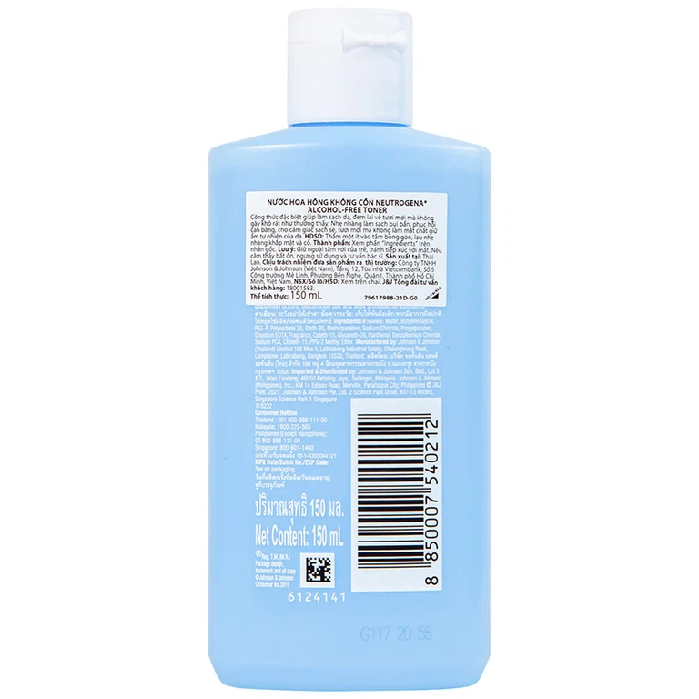 Nước hoa hồng không cồn Neutrogena Alcohol-Free Toner Johnson And Johnson làm sạch da (150ml)