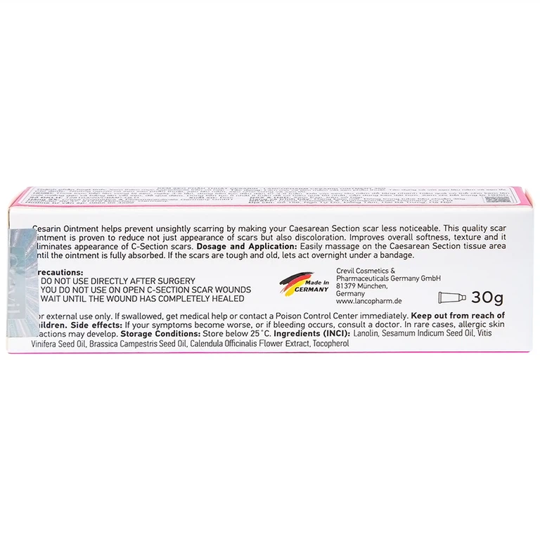 Kem Cesarin Ointment Lacopharm hỗ trợ làm mờ và làm mềm vết sẹo phẫu thuật (30g)