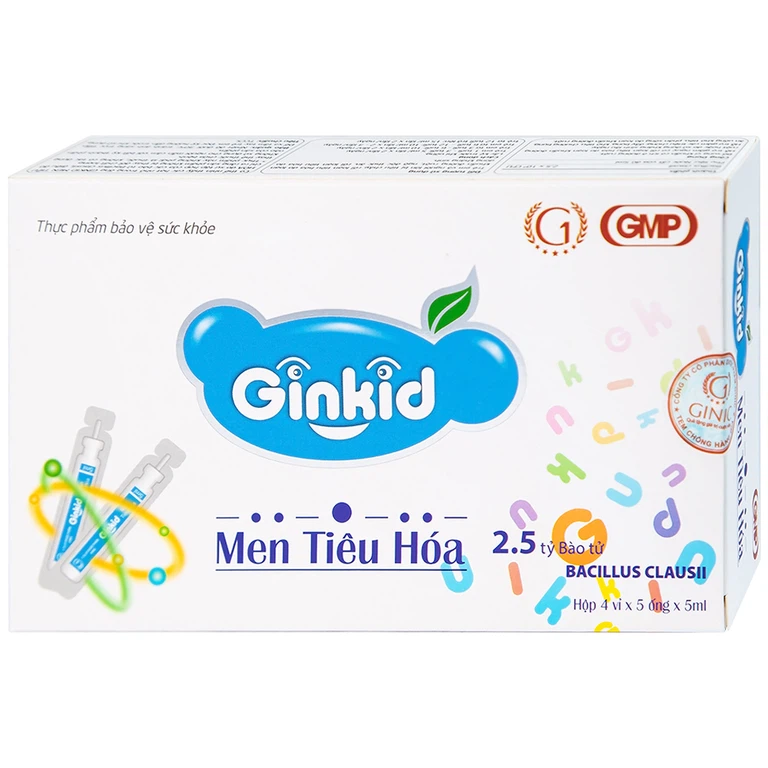 Men Tiêu Hoá Ginkid GINIC bổ sung vi khuẩn có ích ở đường ruột (4 vỉ x 5 ống x 5ml)