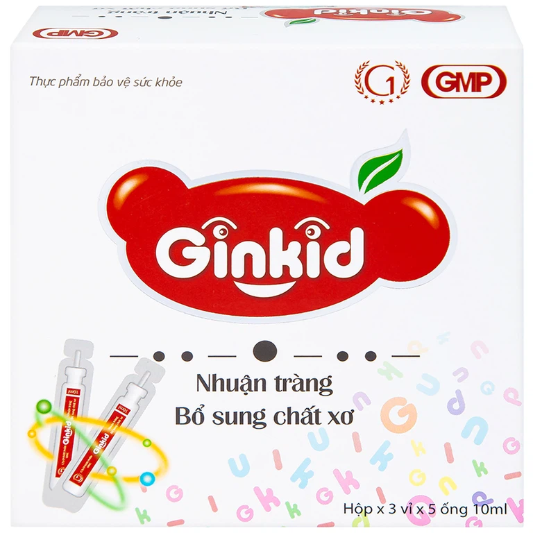 Siro Ginkid GINIC nhuận tràng, bổ sung chất xơ (3 vỉ x 5 ống x 10ml)