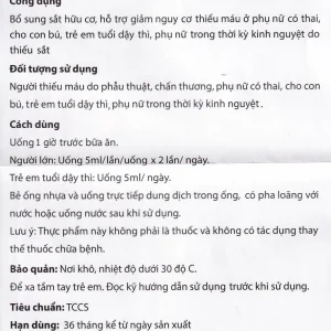 Dung dịch Feginic bổ sung sắt cho người thiếu máu do thiếu sắt (4 vỉ x 5 ống x 5ml)