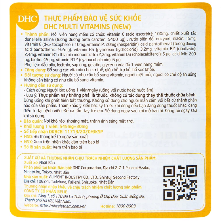 Viên uống DHC Multi Vitamins (New) bổ sung các vitamin cho cơ thể, hỗ trợ bồi bổ sức khỏe (30 viên)