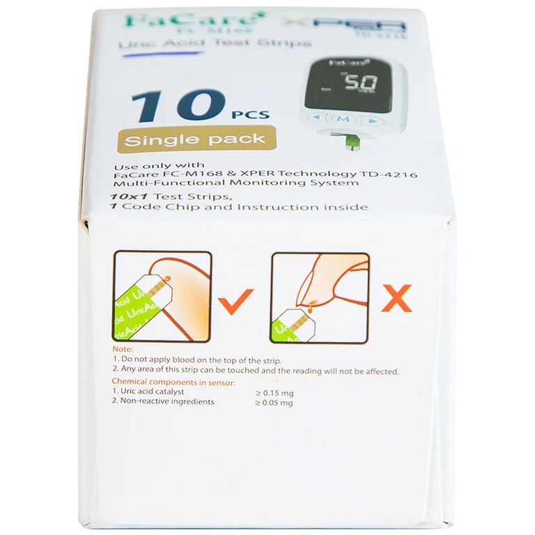 Que thử Axit Uric (Gout) FaCare FCM168 dùng để lấy máu (10 cái)