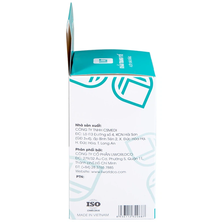 Khẩu trang y tế Liworldco màu trắng 4 lớp hỗ trợ ngăn khói, bụi, kháng khuẩn (5 gói x 10 cái)