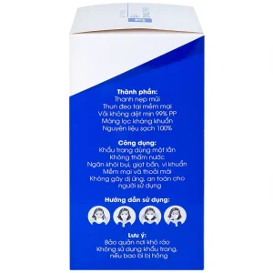 Khẩu trang y tế ILT Liworldco màu trắng 4 lớp hỗ trợ ngăn khói, bụi, kháng khuẩn (50 cái)