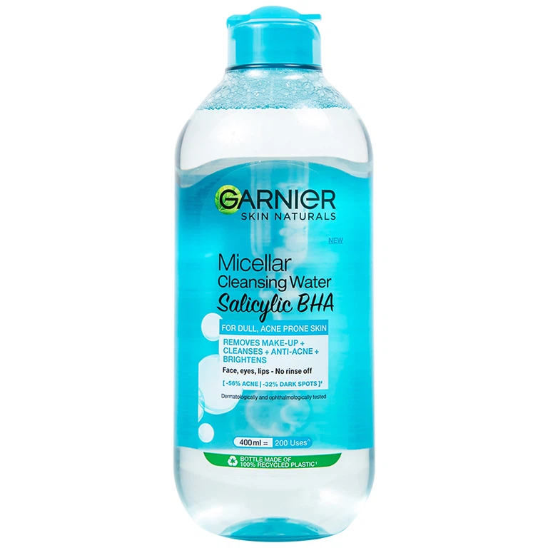 Nước tẩy trang Garnier Skin Naturals Micellar Cleansing Water Salicylic BHA dành cho da dầu và mụn (400ml)