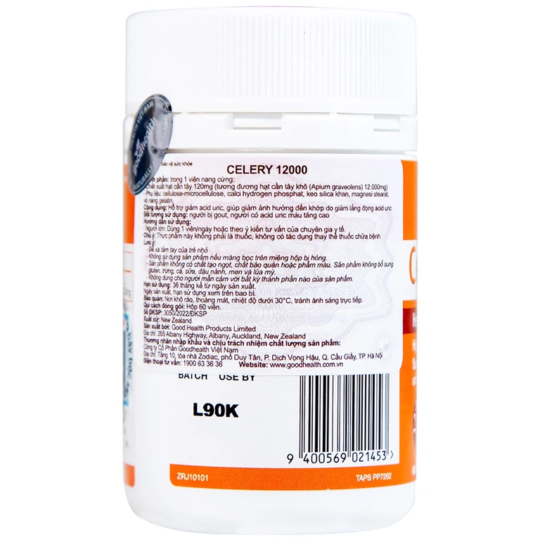 Viên uống Celery 12000 GoodHealth hỗ trợ giảm acid uric cho người bị gout (60 viên)