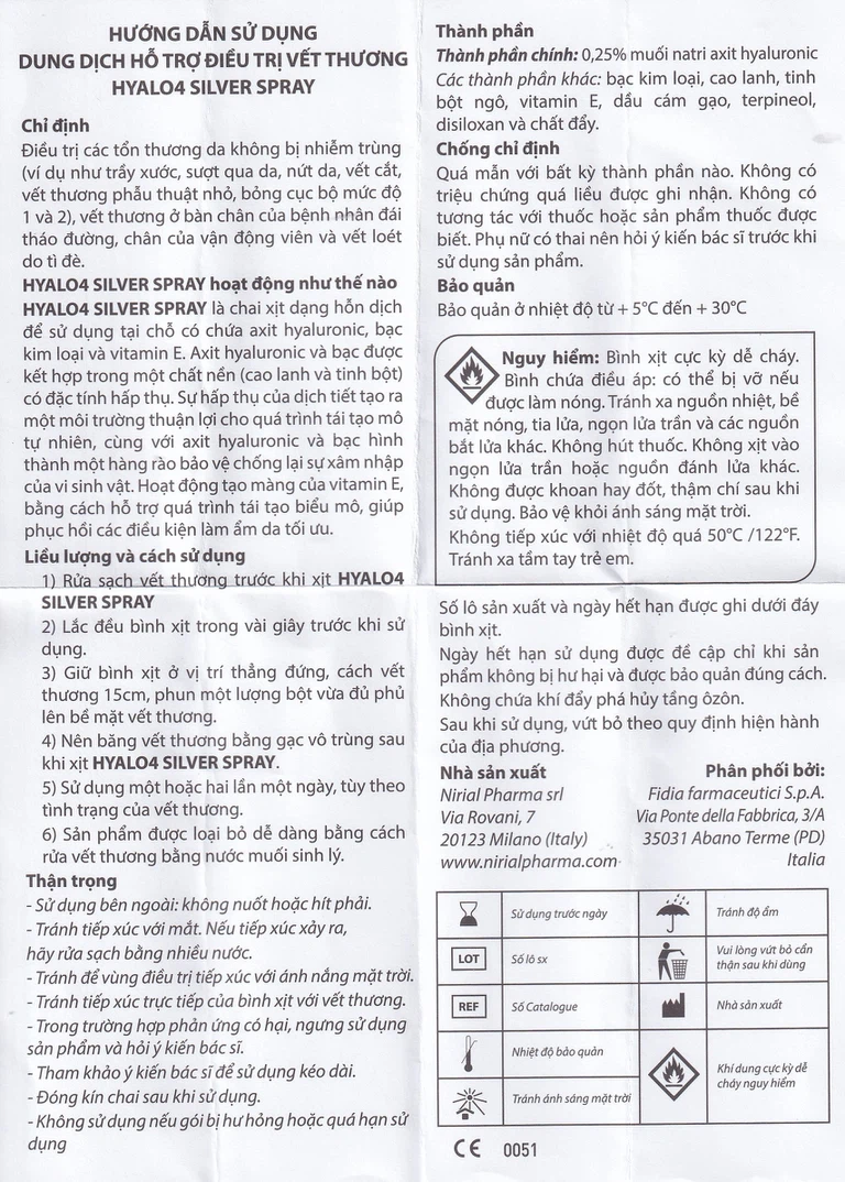 Chai xịt Hyalo4 Silver Spray hỗ trợ điều trị vết thương (50ml)