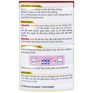 Sữa bột Gluvita Gold Vitadairy bổ sung dinh dưỡng cho người đái tháo đường, tiền đái tháo đường (900g)