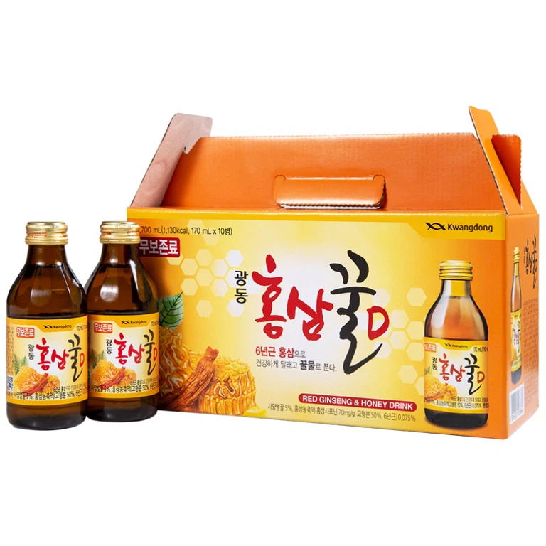 Nước Hồng Sâm Mật Ong Kwangdong 170ml hỗ trợ tăng cường sức đề kháng (10 chai)