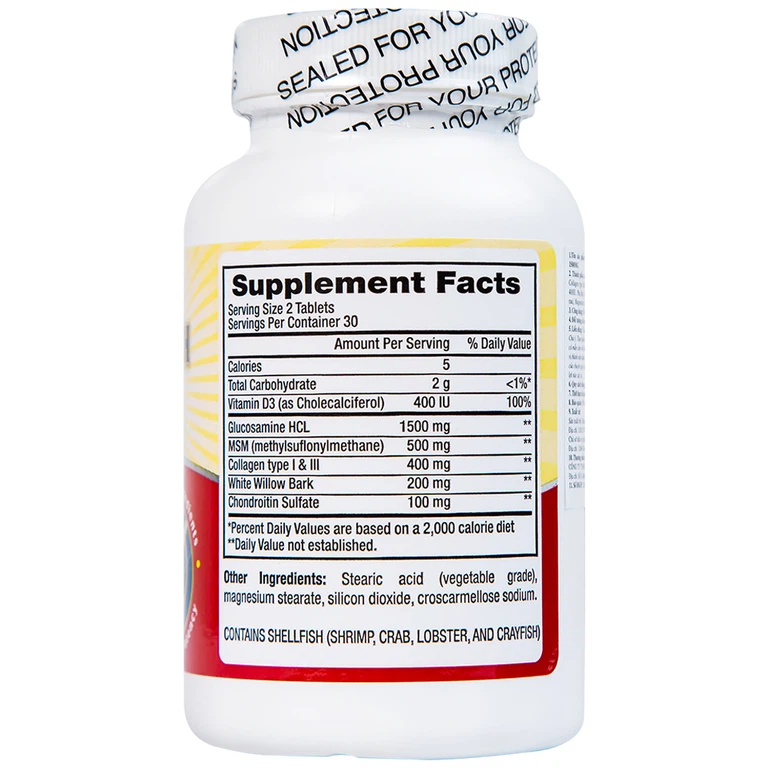 Viên uống Triple Strength Glucosamine 1500mg Pharmekal bổ sung dưỡng chất cho khớp (60 viên)