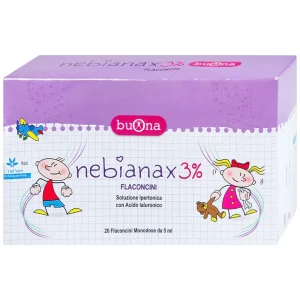 Dung dịch muối ưu trương nhỏ mũi Buona Nebianax 3% làm loãng dịch nhầy ở mũi (20 ống)