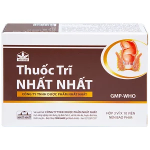 Thuốc Trĩ Nhất Nhất giảm đau rát hậu môn, làm bền vững thành mạch, điều trị các trường hợp trĩ cấp tính (3 vỉ x 10 viên)
