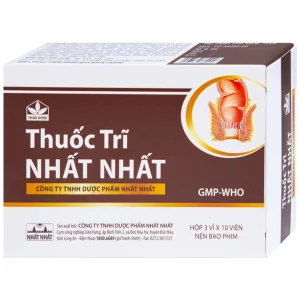 Thuốc Trĩ Nhất Nhất giảm đau rát hậu môn, làm bền vững thành mạch, điều trị các trường hợp trĩ cấp tính (3 vỉ x 10 viên)