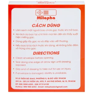 Gạc tiệt trùng Vaseline Petrolatum Gauze Milovas đắp vào vết thương bỏng, da bị khô nứt (10 miếng)