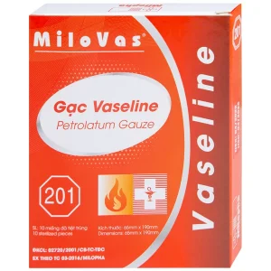 Gạc tiệt trùng Vaseline Petrolatum Gauze Milovas đắp vào vết thương bỏng, da bị khô nứt (10 miếng)