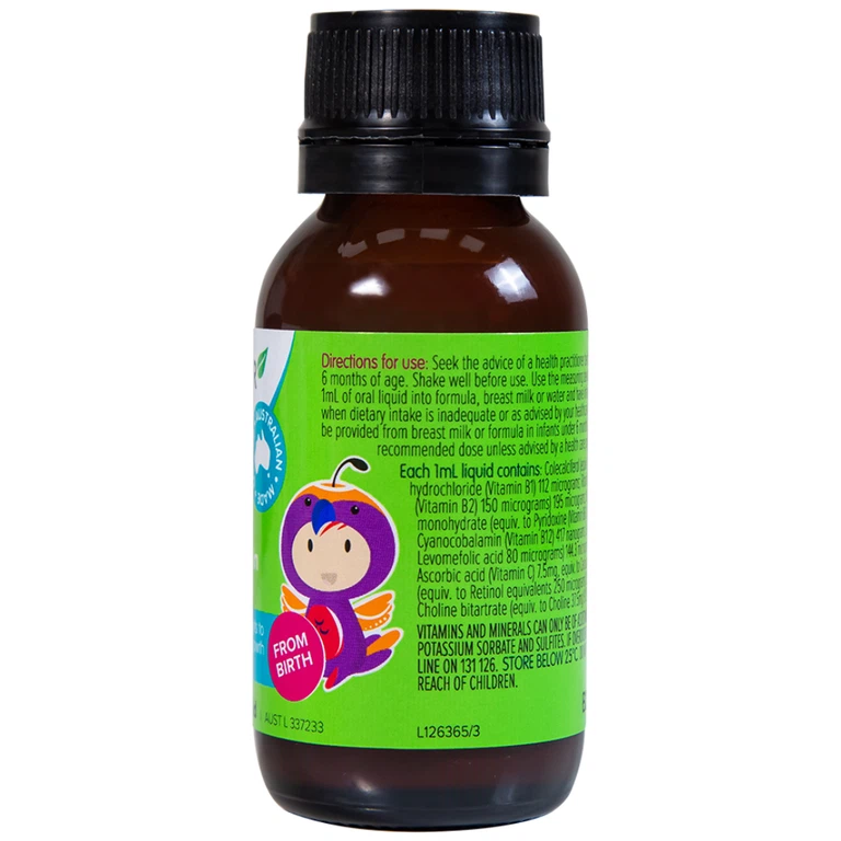 Siro Brauer Baby & Kids Liquid Multivitamin For Infants bổ sung vitamin tăng cường sức khỏe (45ml)