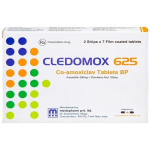 Thuốc Cledomox 625 Tenamyd điều trị các trường hợp nhiễm khuẩn (2 vỉ x 7 viên)