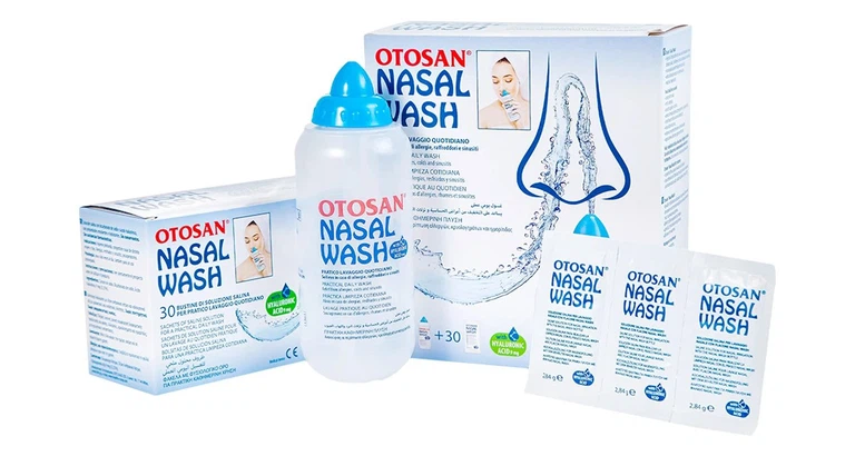 Bộ rửa xoang mũi Otosan Nasal Wash làm sạch sâu, hồi phục chứng viêm mũi dị ứng (1 kít + 30 gói)