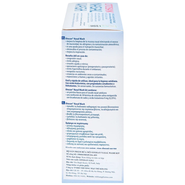 Bộ rửa xoang mũi Otosan Nasal Wash làm sạch sâu, hồi phục chứng viêm mũi dị ứng (1 kít + 30 gói)
