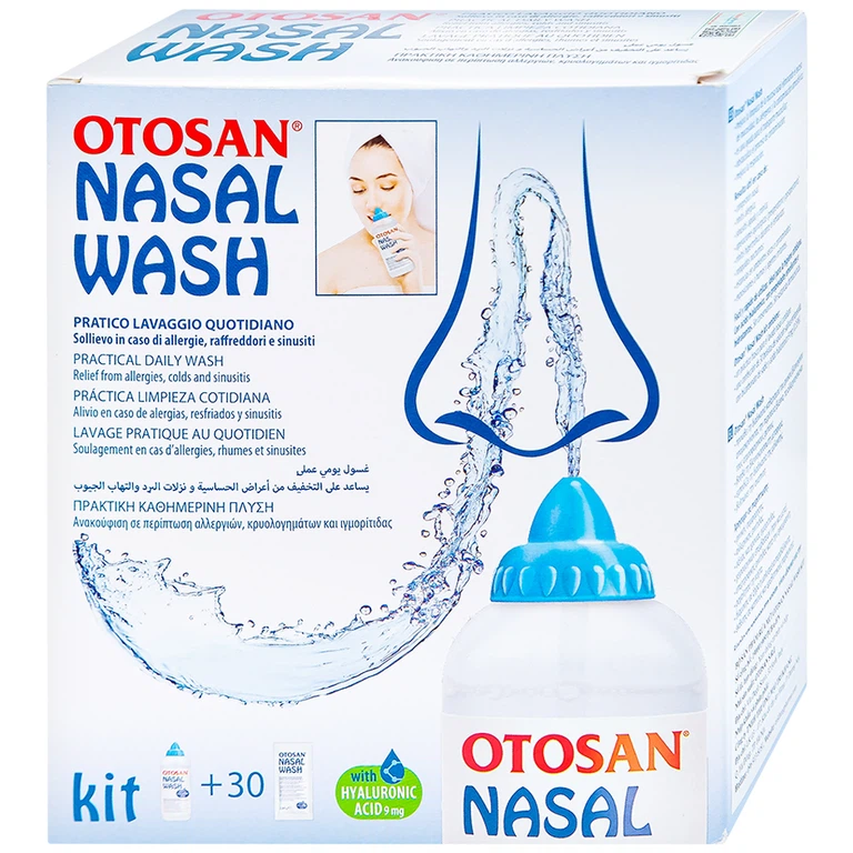 Bộ rửa xoang mũi Otosan Nasal Wash làm sạch sâu, hồi phục chứng viêm mũi dị ứng (1 kít + 30 gói)