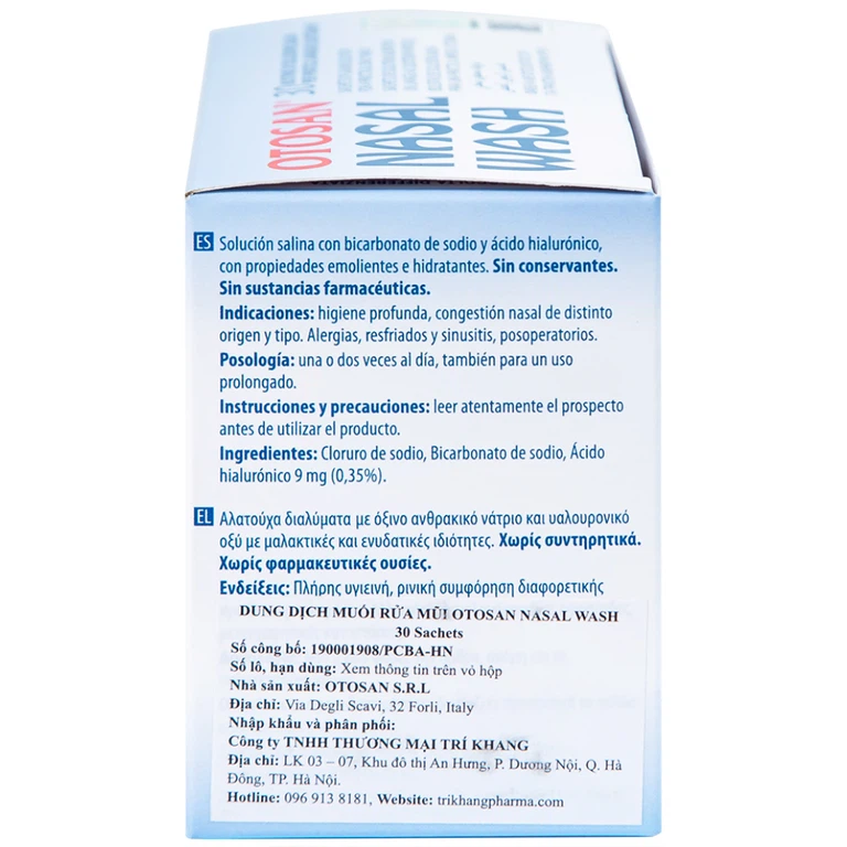 Dung dịch muối rửa mũi Otosan Nasal Wash làm sạch sâu và giảm chứng viêm mũi dị ứng, cảm lạnh (30 gói)