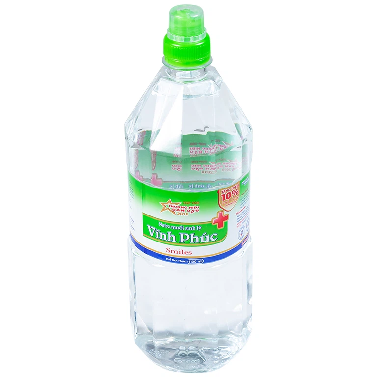 Nước muối Natri Clorid 0.9 Vĩnh Phúc Smiles làm sạch răng, khử mùi hôi khoang miệng (1100ml)