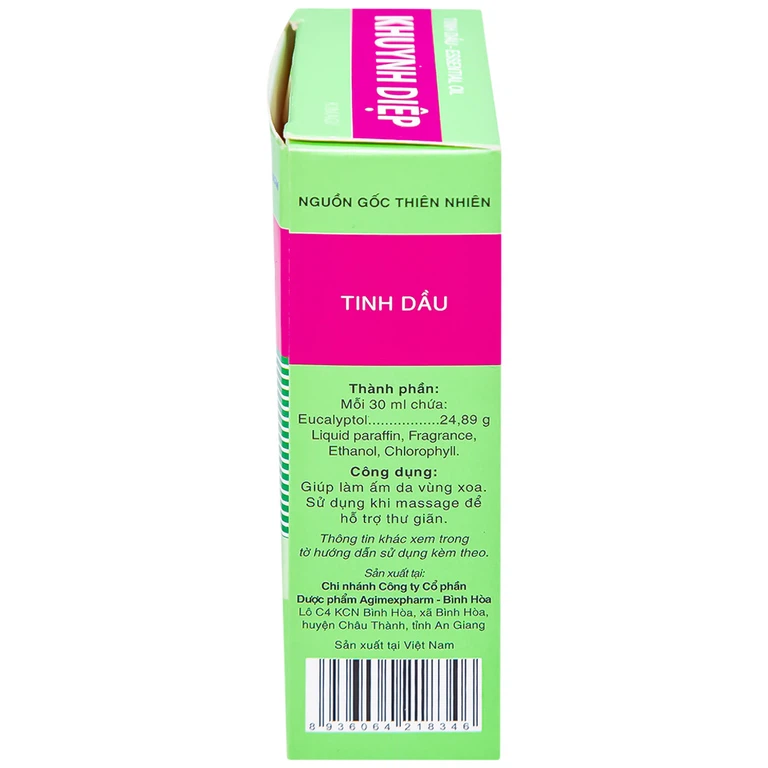 Tinh dầu Khuynh Diệp Eucalyptus Oil Agimexpharm ấm da vùng xoa, dùng massage thư giãn dành cho mẹ và bé (30ml)