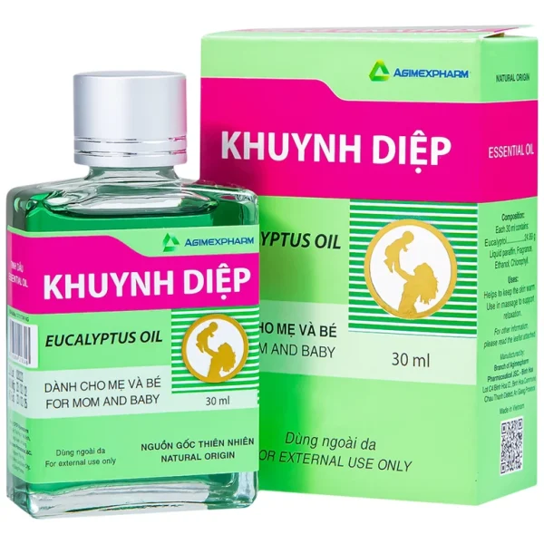 Tinh dầu Khuynh Diệp Eucalyptus Oil Agimexpharm ấm da vùng xoa, dùng massage thư giãn dành cho mẹ và bé (30ml)