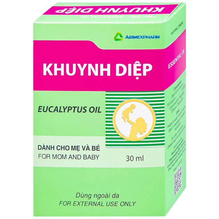 Tinh dầu Khuynh Diệp Eucalyptus Oil Agimexpharm ấm da vùng xoa, dùng massage thư giãn dành cho mẹ và bé (30ml)