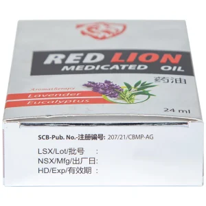 Dầu gió lăn Red Lion Medicated Oil White Agimexpharm ấm da vùng xoa, sử dụng massage hỗ trợ thư giãn (24ml)