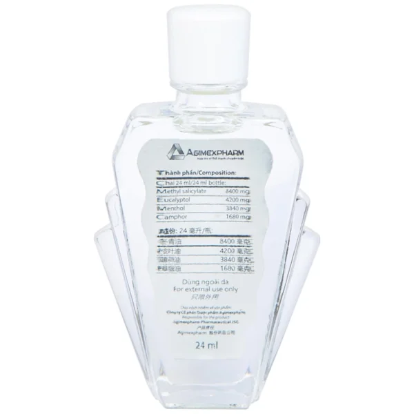 Dầu gió lăn Red Lion Medicated Oil White Agimexpharm ấm da vùng xoa, sử dụng massage hỗ trợ thư giãn (24ml)