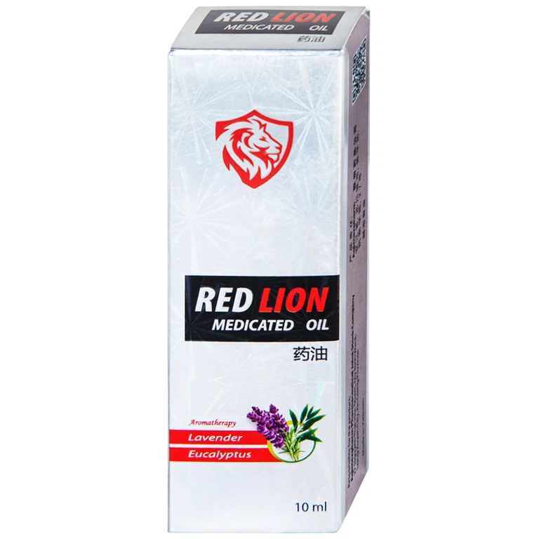 Dầu gió lăn Red Lion Medicated Oil White Agimexpharm ấm da vùng xoa, sử dụng massage hỗ trợ thư giãn (10ml)
