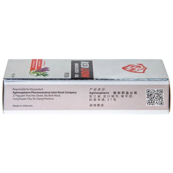 Dầu gió lăn Red Lion Medicated Oil White Agimexpharm ấm da vùng xoa, sử dụng massage hỗ trợ thư giãn (10ml)
