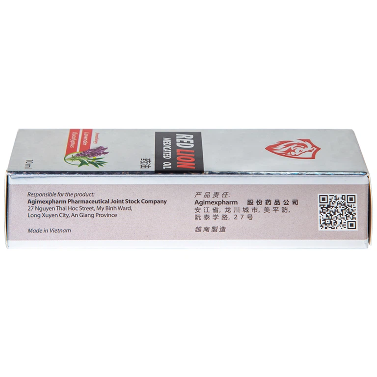 Dầu gió lăn Red Lion Medicated Oil White Agimexpharm ấm da vùng xoa, sử dụng massage hỗ trợ thư giãn (10ml)