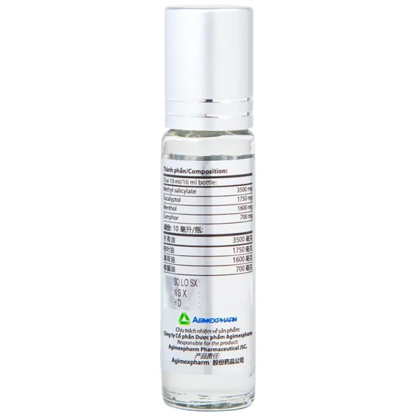 Dầu gió lăn Red Lion Medicated Oil White Agimexpharm ấm da vùng xoa, sử dụng massage hỗ trợ thư giãn (10ml)