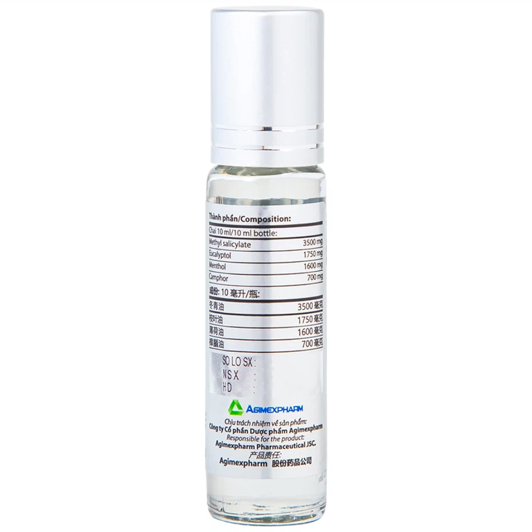 Dầu gió lăn Red Lion Medicated Oil White Agimexpharm ấm da vùng xoa, sử dụng massage hỗ trợ thư giãn (10ml)