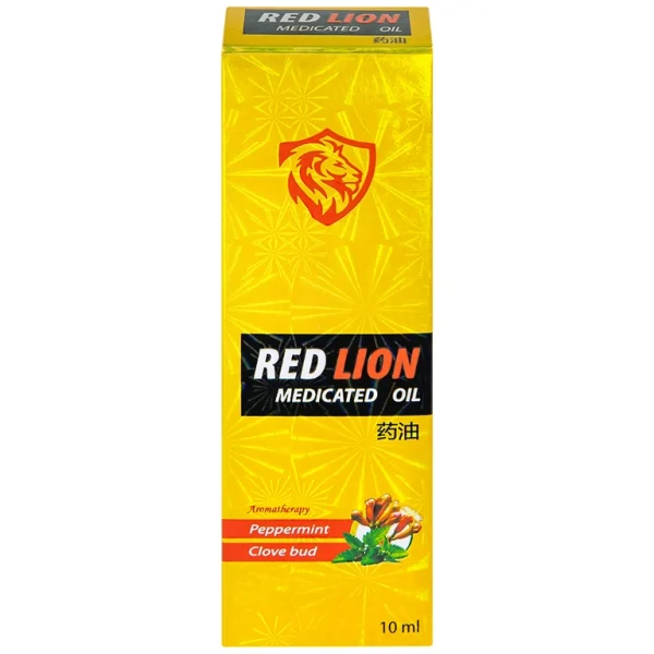 Dầu gió lăn Red Lion Medicated Oil Yellow Agimexpharm ấm da vùng xoa, sử dụng massage hỗ trợ thư giãn (10ml)