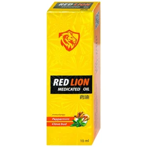 Dầu gió lăn Red Lion Medicated Oil Yellow Agimexpharm ấm da vùng xoa, sử dụng massage hỗ trợ thư giãn (10ml)