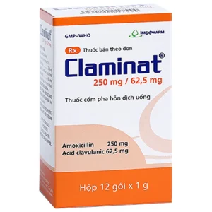 Thuốc Claminat 250/62.5mg Imexpharm điều trị nhiễm khuẩn do các vi khuẩn nhạy cảm (12 gói)